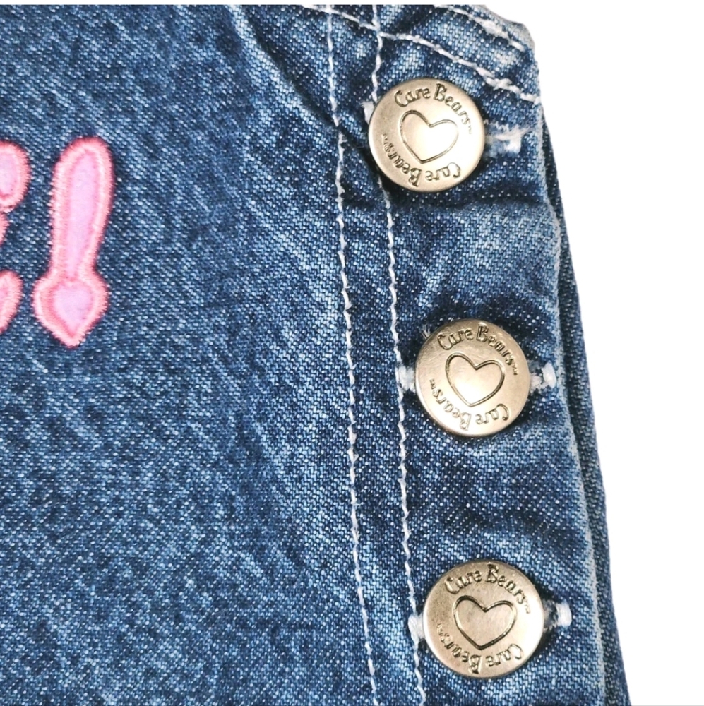 Vtg Care Bears 5T Denim Jean Overall Dress Y2K Girl Clothes Kidcore Care Bear - Picture 5 of 9